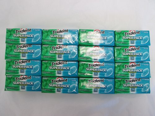 Trident Spearmint/ Wintergreen Twist Super Pack 2 Artificial Flavors Sugar Free Long Lasting Chewing Gum – 16 Pack of 36 Pieces Packages (576 Pieces Total) logo