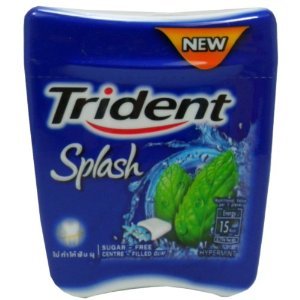 Trident Splash Chewing Gum Hypermint Flavor Sugar Free Dental Health 57 G (30 Pellets) X 4 Bottles logo