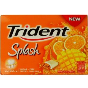 Trident Splash Chewing Gum Mango Sunrise Flavor Sugar Free Dental Health 17.1 G (9 Pellets) X 3 logo