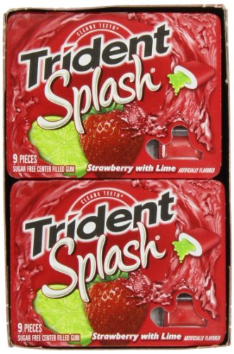 Trident Splash Chewing Gum, Strawberry Lime, 9-piece Packs (Pack of 20) logo