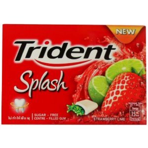 Trident Splash Chewing Gum Strawberry Lime Sugar Free Dental Health 17.1 G (9 Pellets) X 5 Boxes logo