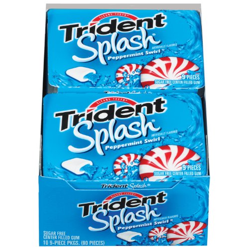 Trident Splash Gum, Peppermint Swirl, 9-piece Packs (Pack of 20) logo