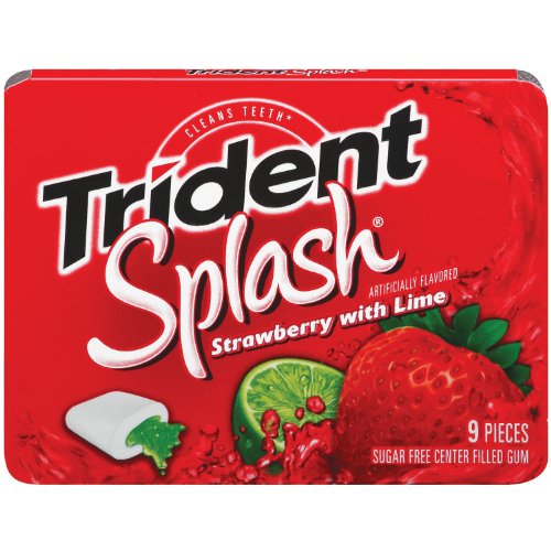 Trident Splash Gum, Strawberry Lime (3-pack), 9-piece Packs (Pack of 20) logo