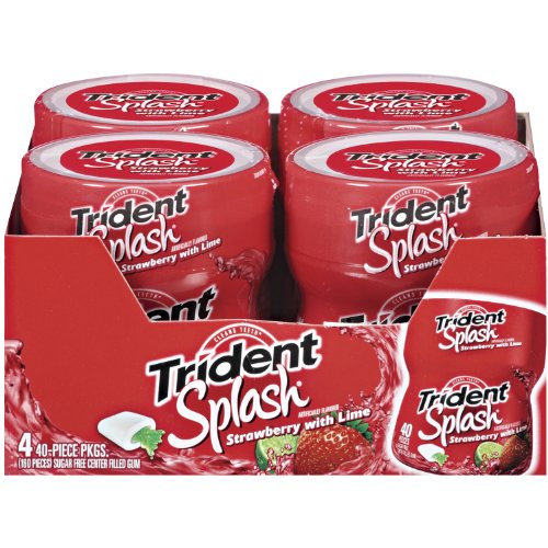 Trident Splash Gum, Strawberry With Lime, 40-piece Packs (Pack of 4) logo