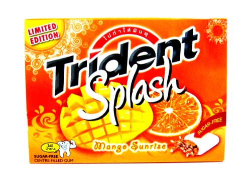 Trident Splash Mango Sunrise Sugar-free Chews Chewing Gum Gums Sweet & Sour From Thailand. logo
