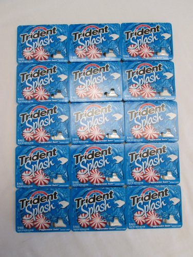 Trident Splash Peppermint Swirl Artificial Flavors Sugar Free Long Lasting Chewing Gum – 15 Pack of 9 Pieces (135 Pieces Total) – Tj11 logo