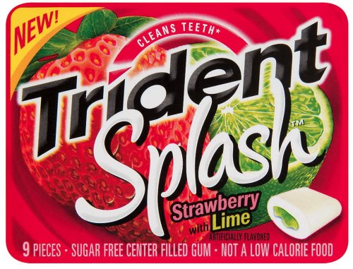 Trident Splash Strawberry Gum With Lime, 9-piece Packages (Pack of 30) logo