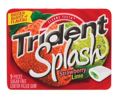 Trident Splash Sugar Free Gum, Strawberry – Lime, 9-count (Pack of 10) logo