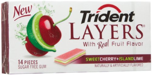 Trident Sugar Free Layers Cherry Lime Gum, 14 Ct, 12 Pk logo