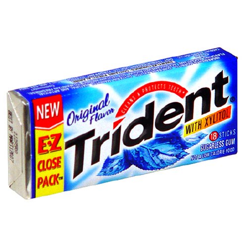 Trident Sugarless Gum With Xylitol, Original Flavor, 18-count Boxes (Pack of 12) (Pack of 2) logo