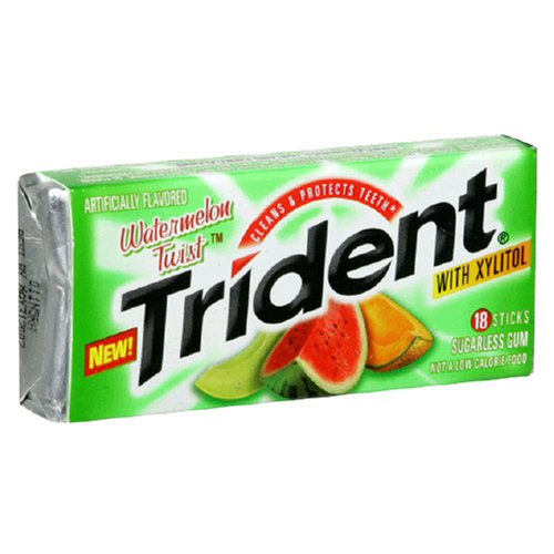 Trident Sugarless Gum With Xylitol, Watermelon Twist, 18-count Boxes (Pack of 12) logo