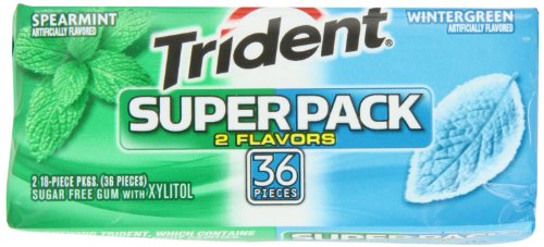 Trident Super Pack Spearmint Wintergreen, 36-count Packs (Pack of 8) logo