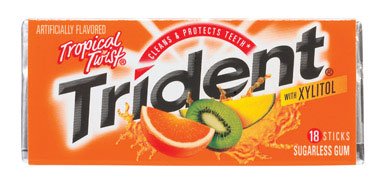 Trident Tropical Twist Sugarless Gum With Xylitol – 12 X 18 Stick Packs = 216 Sticks Of Sugar Free Gum logo