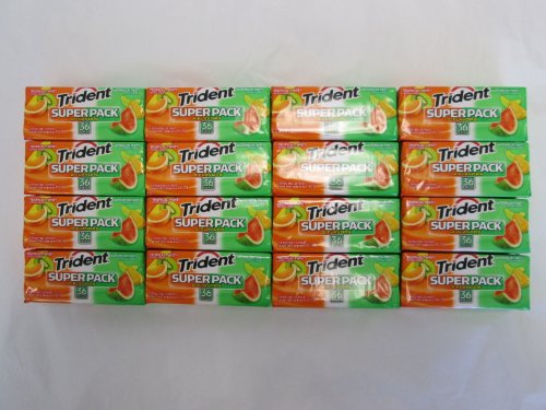 Trident Tropical Twist/ Watermelon Twist Super Pack 2 Artificial Flavors Sugar Free Long Lasting Chewing Gum – 16 Pack of 36 Pieces Packages (576 Pieces Total) logo