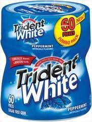 Trident White Gum, Peppermint, 60-count Bottles (Pack of 4) logo