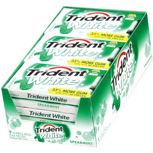 Trident White Spearmint Sugar Free Gum (9 Packs Of 16 Pieces) logo
