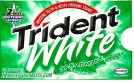 Trident White Sugarless Gum, Spearmint, 12-12 Piece Packs (144 Pieces Per Box!) logo