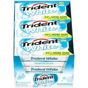 Trident White Wintergreen Artificially Flavored Sugar Free Gum – 9×16 Pieces Packages (144 Sticks Total) Wintergreen logo