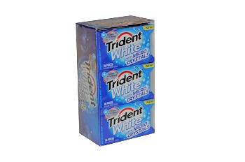 Trident White With Micro Crystal Sparkling Mint Artificially Flavored Sugar Free Gum – 9×16 Pieces Packages (144 Sticks Total) Sparkling Mint logo