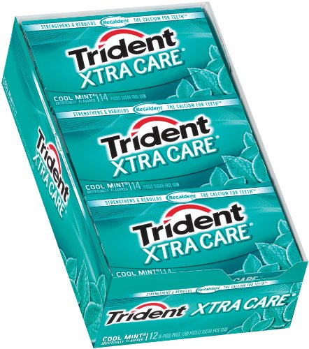 Trident Xtra Care Gum, Cool Mint, 14-piece Packs (Pack of 12) logo