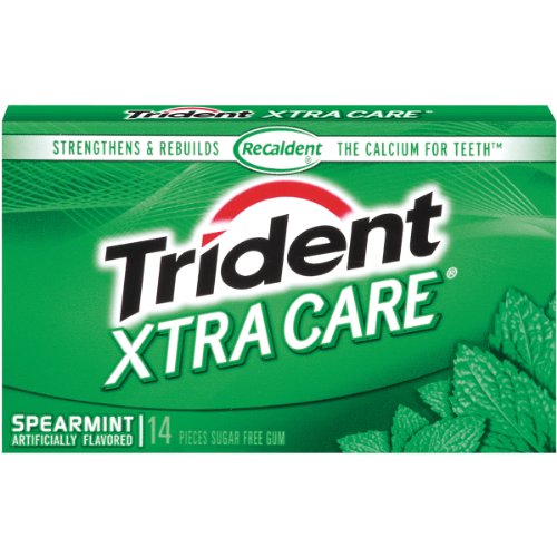 Trident Xtra Care Gum, Spearmint, 14-piece Packs (Pack of 12) logo