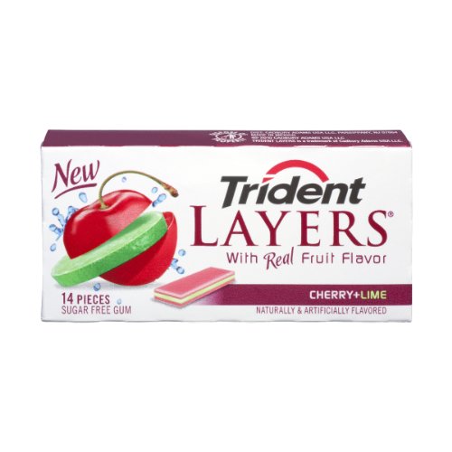 Tridents Layers Cherry + Lime Sugar Free Gum, 14 Ct (Pack of 12) logo