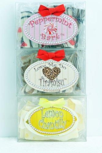 Trio Of Gourmet Chocolate Bark Candy – Love Me Do Tiramisu, Peppermint Bark and Lemon Chantilly logo