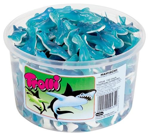 Trolli – Blue Sharks Tub – 1200g (150 Pcs) logo