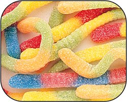 Trolli Brite Crawlers Sour Gummi Gummy Worm Candy 1 Pound Bag logo