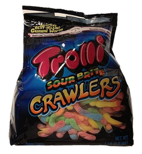 Trolli Gummi Candy Small Sour Brite Crawlers 5 Pound Value Bag logo