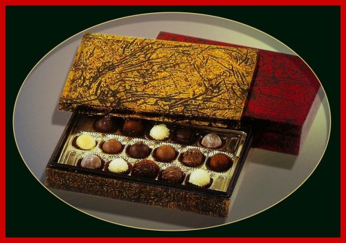 Truffles (16 Pieces) In Genuine Red Lacquered Wooden Box. Truffles Made With 99% Organic Ingredients logo