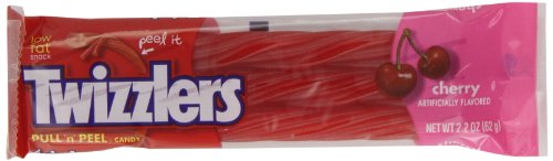 Twizzlers Pull ‘n’ Peel Candy, Cherry, 2.2 ounce Packages (box Of 36) logo