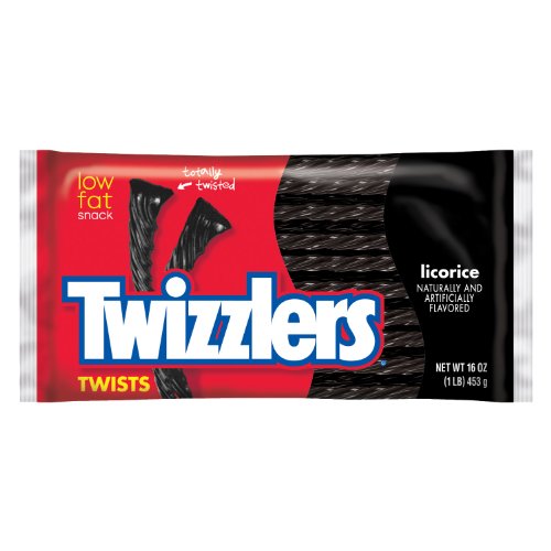 Twizzlers Twists, Black Licorice, 1-pound Bags (Pack of 6) logo