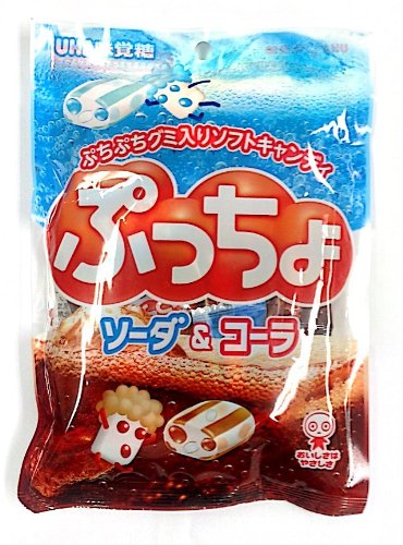 Uha Japan Puccho Soda & Cola Flavor Soft Gummy Candy 100g X 6 Packs logo