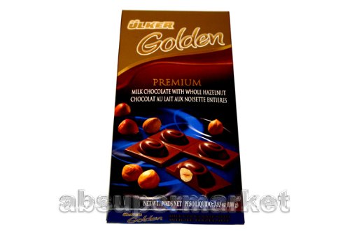 Ulker Golden Premium Milk Chocolate With Whole Hazelnut 100g logo