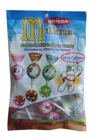 Unican Milkita Assorted Milk Lollipop 4.76 Oz logo