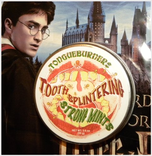 Universal Studios Wizarding World Of Harry Potter Theme Park New Exclusive From Honeydukes Emporium Tongueburners Tooth Splintering Strong Mints Metal Collectible Tin Candy logo