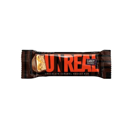 Unreal Candy – Chocolate Caramel Nougat Bar (12 Pack),1.6 0z (45g) logo