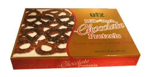 Utz Milk and Dark Chocolate Covered Pretzel Gourmet Sourdough Christmas Holiday Gift Box logo