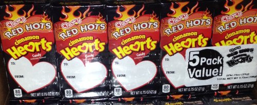 Valentine Chewy Red Hots Cinnamon Hearts Candy 0.75 Oz (15 Packs) logo