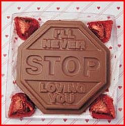 Valentine’s Day Gift Alternative Solid Milk Chocolate I’ll Never Stop Loving You Unique Novelty Gourmet Candy Gift Boxed Stop Sign For Adults, Children & Lovers logo