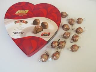 Valentines Day Gift Chocolate Heart Shaped Box Of Baileys Chocolate Truffles logo