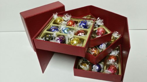 Valentines Day Gift, Heart Alternative, Large Four Tier Gift Box With Specialty Assorted Lindt Truffles, Perfect For Wife, For Sweetheart, For Girlfriend logo