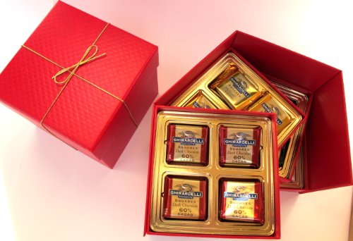 Valentine’s Day Heart, Alternative, 32 Chocolate Squares . Multi Level Gift Box Filled With Premium Assortment Of Ghirardelli Squares logo