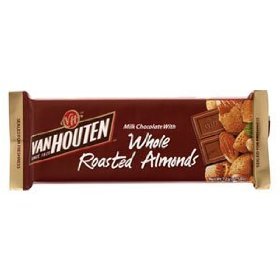 Van Houten Whole Almond Milk Chocolate 72g. logo