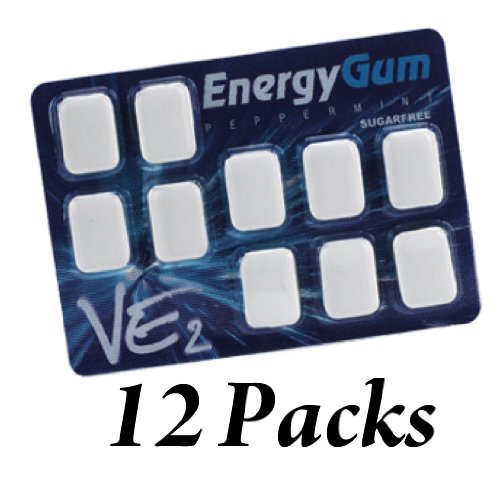 Ve2 Energy Gum, Sugar Free, 12 Packs (10 Pieces Each) Contains Caffeine, B6, B12, Ginseng & Guarana (also Uses Xylitol) logo