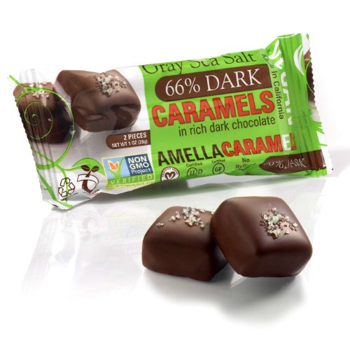 Vegan Gray Salt Caramels In 66% Dark Chocolate, 1.0 Ounces, 2 Pcs/pack logo