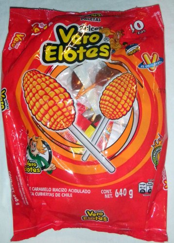 Vero Elotes Paletas Sabor Fresa Con Chile Mexican Hard Candy Chili Pops 40 Pcs logo