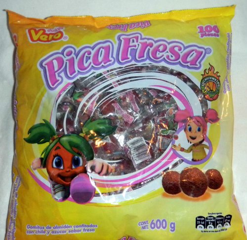 Vero Pica Fresa Gomitas Enchiladas Hot Straberry Flavored Gummies 100 Pcs Sealed logo