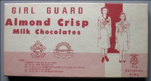 Vintage Girl Guard Almond Crisp Milk Chocolates Box logo